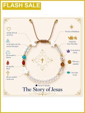 Handmade Story of Jesus Beaded Bracelet Christian Faith Gift Adjustable
